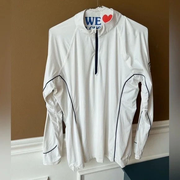 Peter Millar White Quarter Zip Shirt Athletic Long Sleeve Tee Size L Golf Tennis - Picture 2 of 6